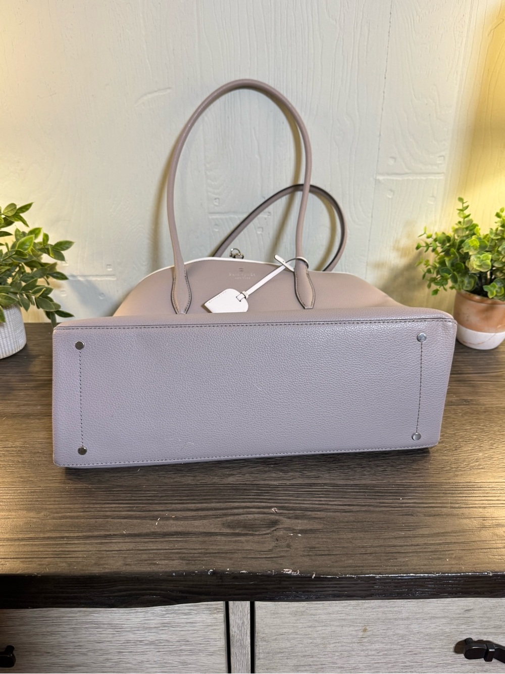 Kate Spade Eva Large Taupe Tote with Pink Interior EUC - Picture 6 of 13